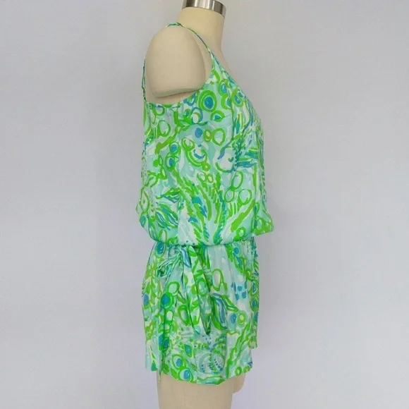 Lilly Pulitzer Deanna Romper XS Any Fins Possible Green and Blue - Picture 6 of 9
